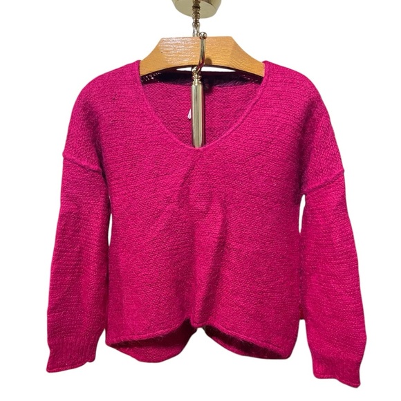 Free People Sweaters - Free People Pink Alpaca Blend V-Neck Sweater